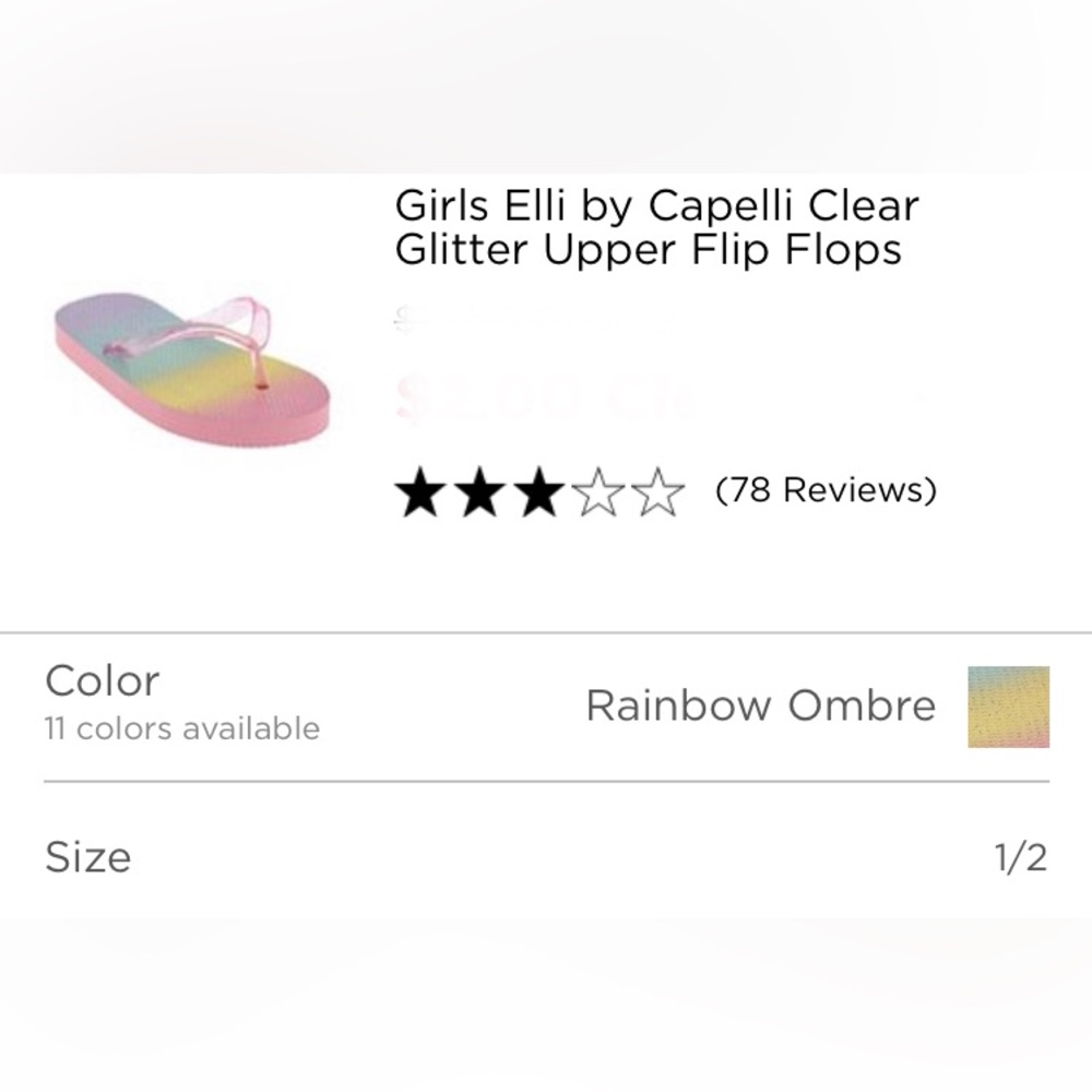 🆕 Brand New Girls Rainbow Ombré Flip Flops 🩴